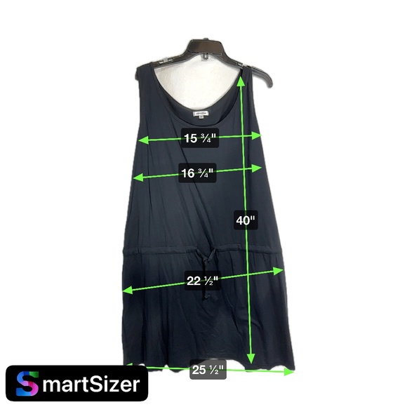 Allen Allen Womens Dress 3X Black Cotton Sleeveless Drawstring Waist Knee Length - Picture 6 of 6